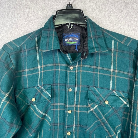 Backpacker Shirt Men's Large Green Plaid Flannel Button Up Western‎ Workwear - Picture 2 of 8